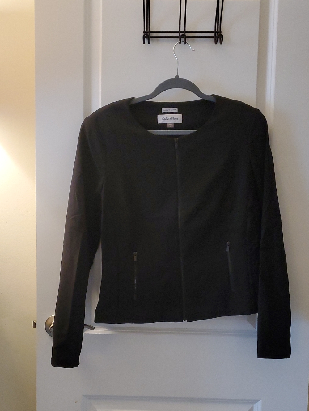 Calvin Klein Black Minimal Zip-Front Blazer